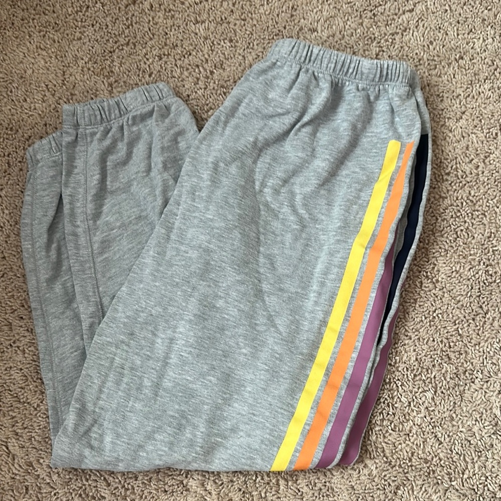 Grayson Threads Gray Track Pants with Colorful Stripes